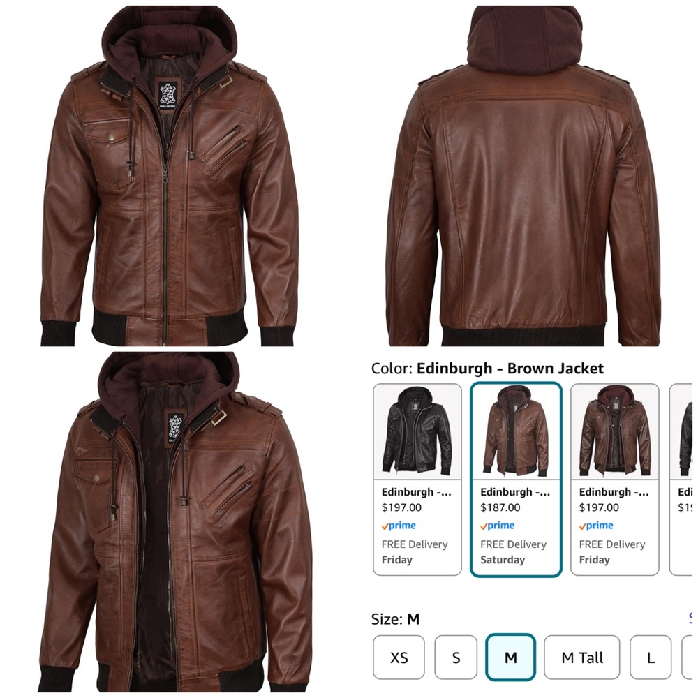 Blingsoul Leather Bomber Jackets Real Lambskin Mens Leather Jacket, sz Med, NWT - Picture 8 of 10